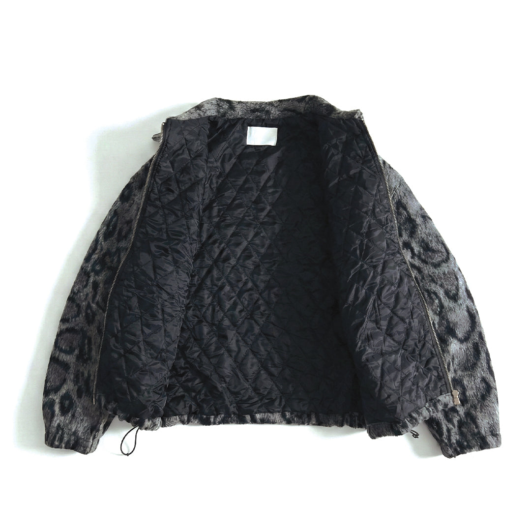 Textured Zip Jacket Leopard Style